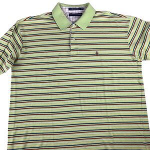 Vintage Tommy Hilfiger Polo Shirt Mens XXL Green Striped Embroidered Logo 90s